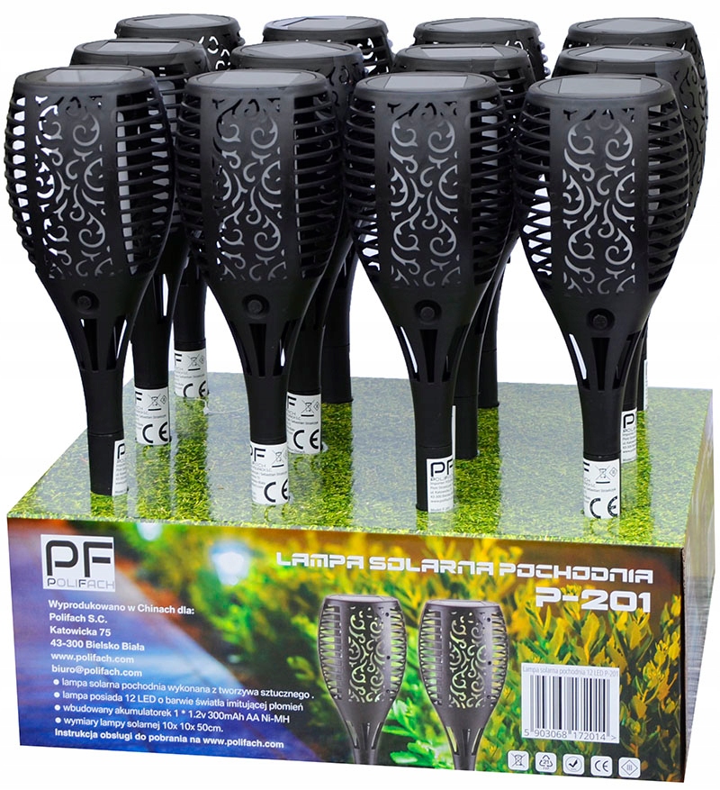 Solárne svietidlá - 12 ks solárne lampy Flame Torch12 LED P-201