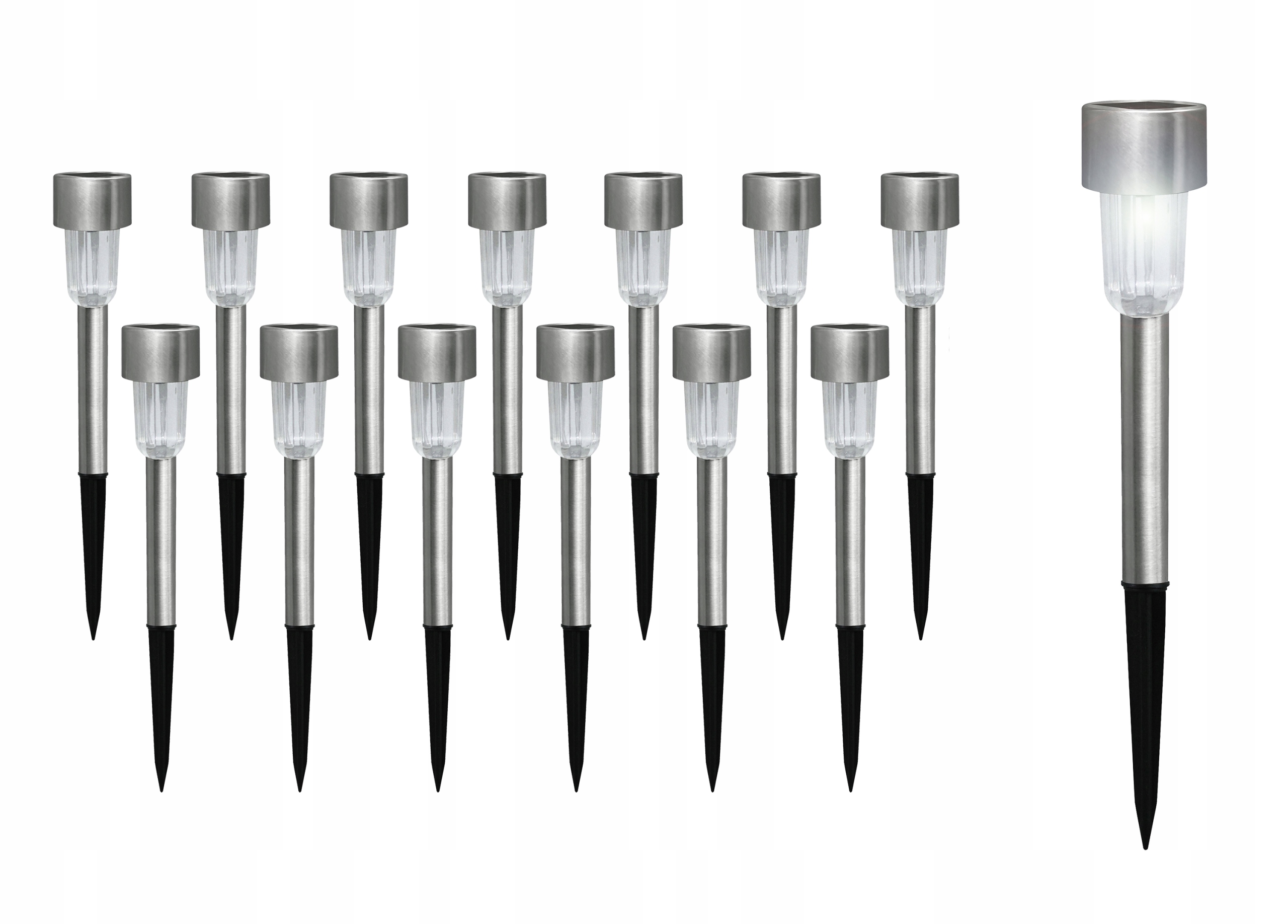 Solárne svietidlá - 14x záhradná lampa solárna LED lepkavá taška inox