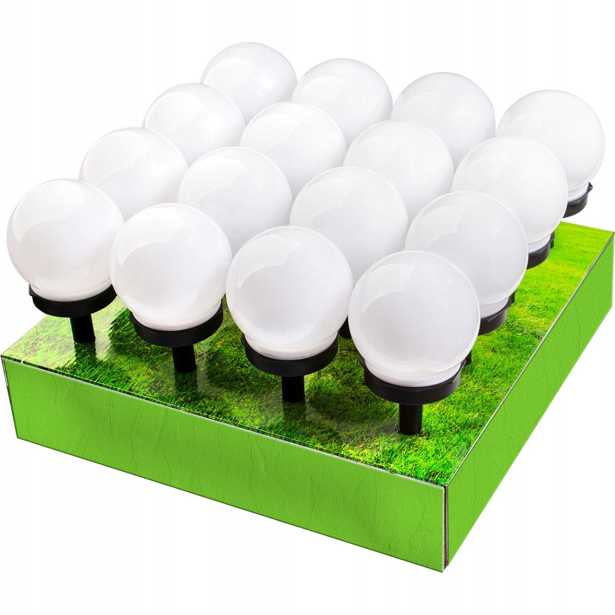 Solárne svietidlá - 16x solárne LED záhradné svietidlo biela guľa 10 CM