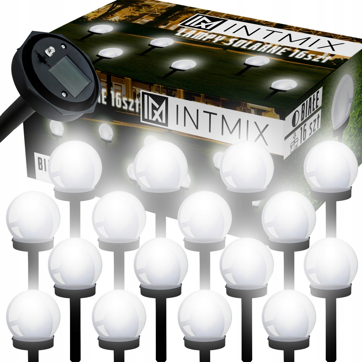 INTMIX vstavaná solárna lampa, biela, 34 cm, 16 ks.