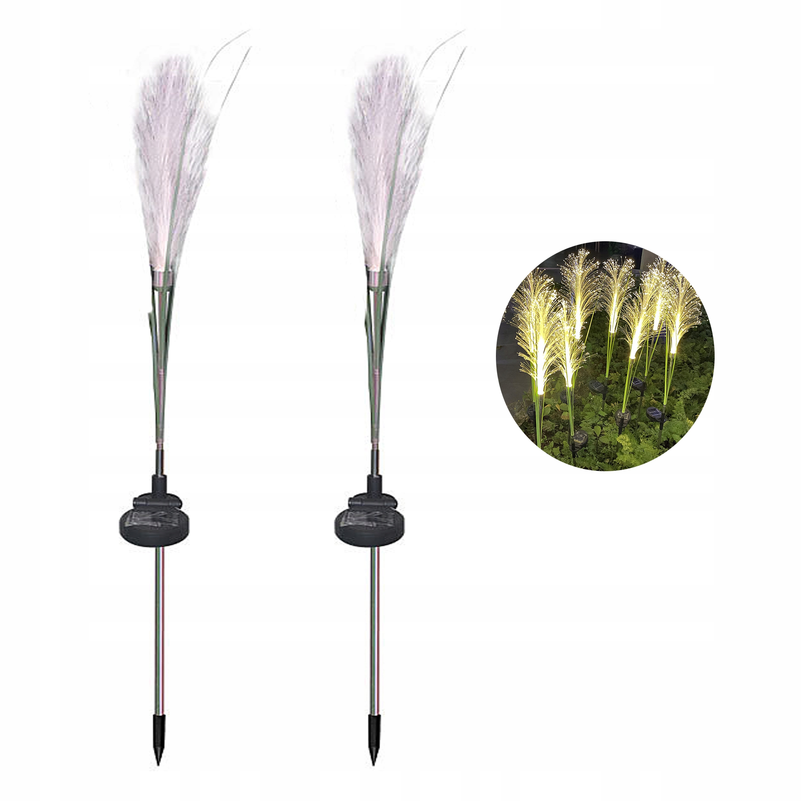 Solárna lampa, strieborná, 50 cm, 2 ks.