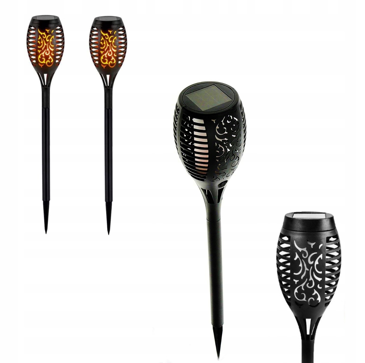 Solárne svietidlá - 2 x Torch 50cm Solárna lampa 12 LED plamene