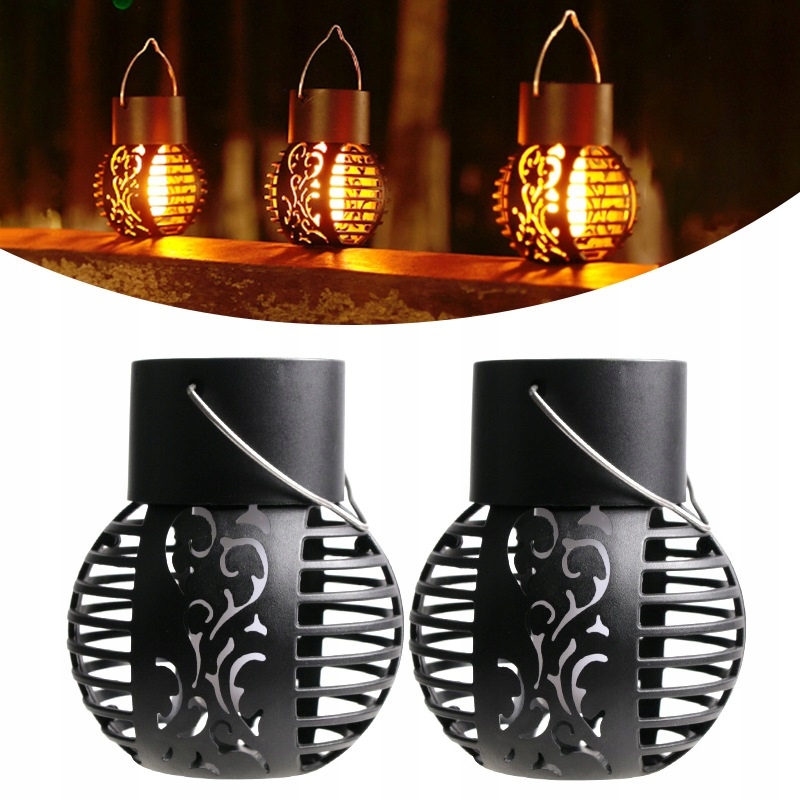 Solárna lampa, čierna, 9 cm, 2 ks.