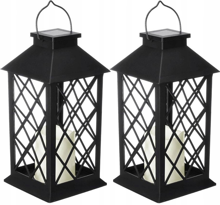 Solárna lampa SuperLED, čierna, 27 cm, 2 ks.