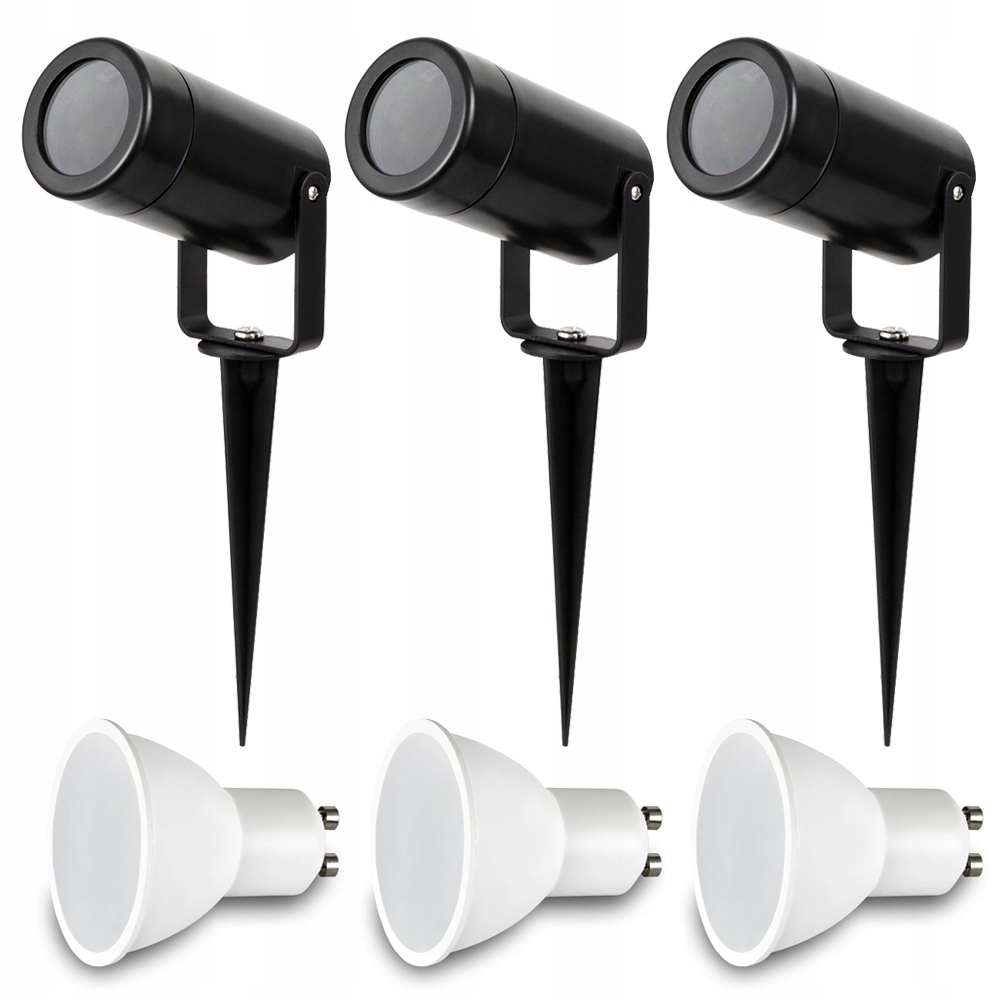 Solárne svietidlá - 3 x záhradné bodové svetlo POCKET + LED GU10 7W