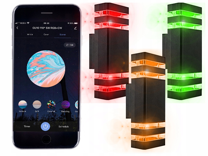 Vonkajšie fasádne svietidlo - 3x fasádne stenové lampy kovové RGBW WiFi Smart