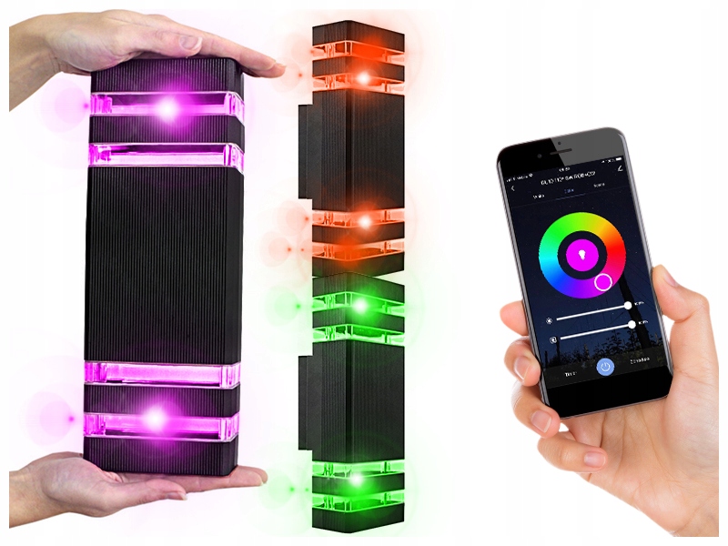 Vonkajšie fasádne svietidlo - 3xlapa externý povrch RGB LED WiFi smartphone