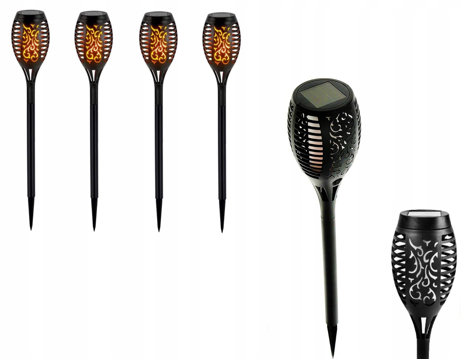 Solárne svietidlá - 4 x Torch 50cm Solárna lampa 12 LED plamene