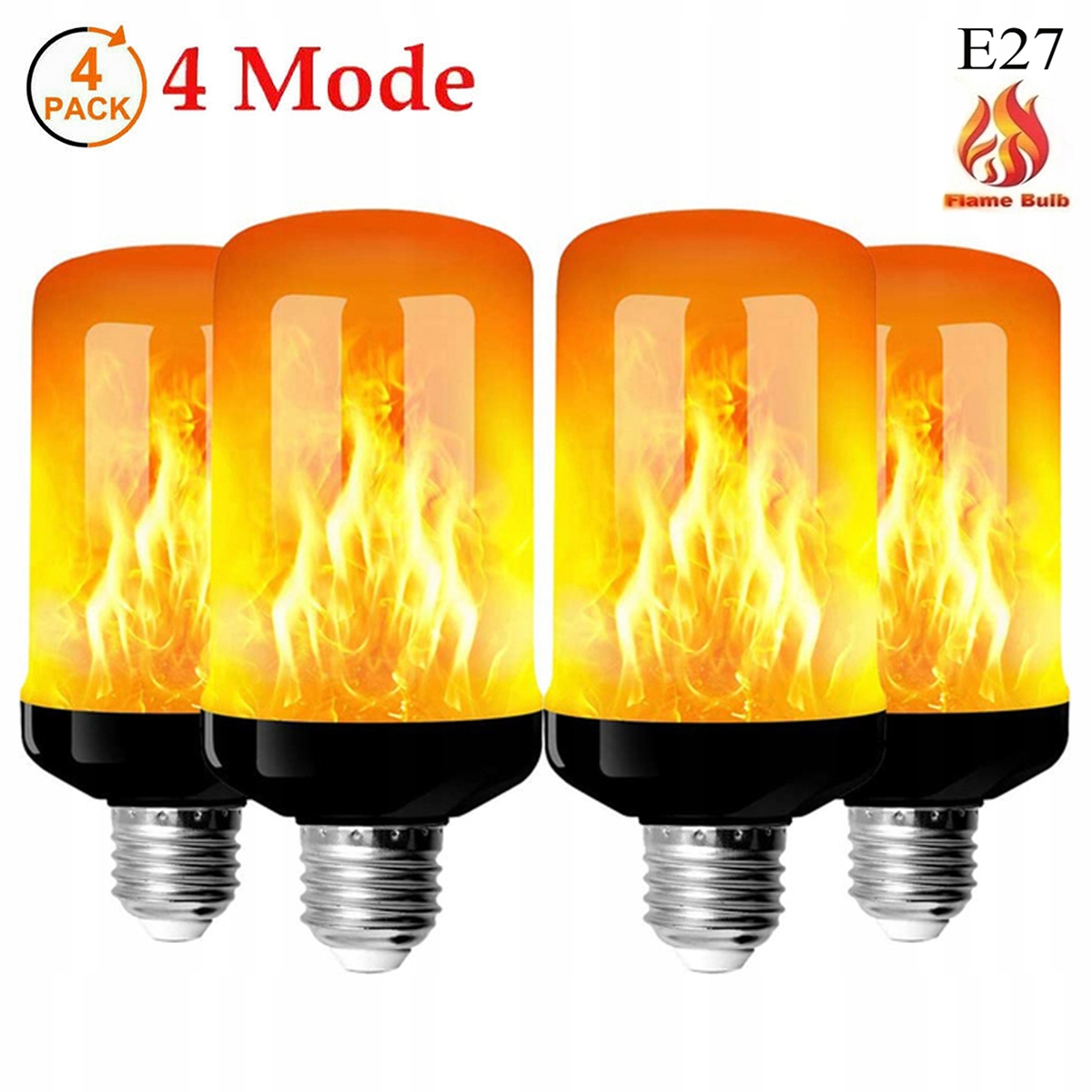 Žiarovka, žiarivka - 4 počítače dekoratívna žiarovka E27 Flame Fire Effect