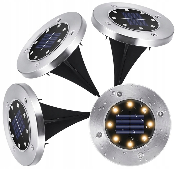 Solárne svietidlá - 4x LED SOLÁRNE LED SVIETIDLÁ PRE POZEMNÉ ZAHRADNÉ DISKOVÉ SVETLO