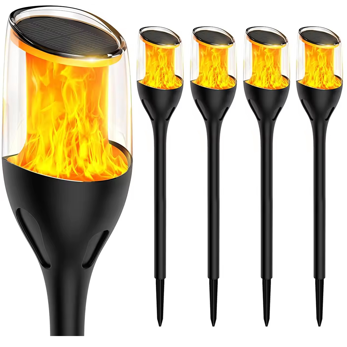 Solárna lampa SuperLED, čierna, 65 cm, 4 ks.