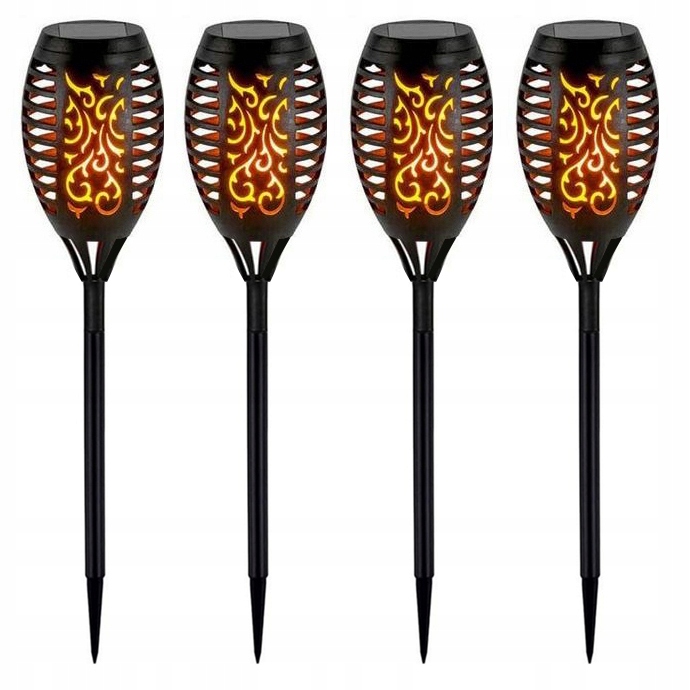 Solárna lampa SuperLED, čierna, 78 cm, 4 ks.