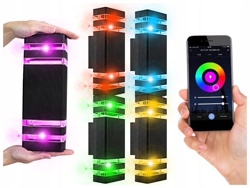 Vonkajšie fasádne svietidlo - 5xlampa záhradná lampa exteriér výška RGB