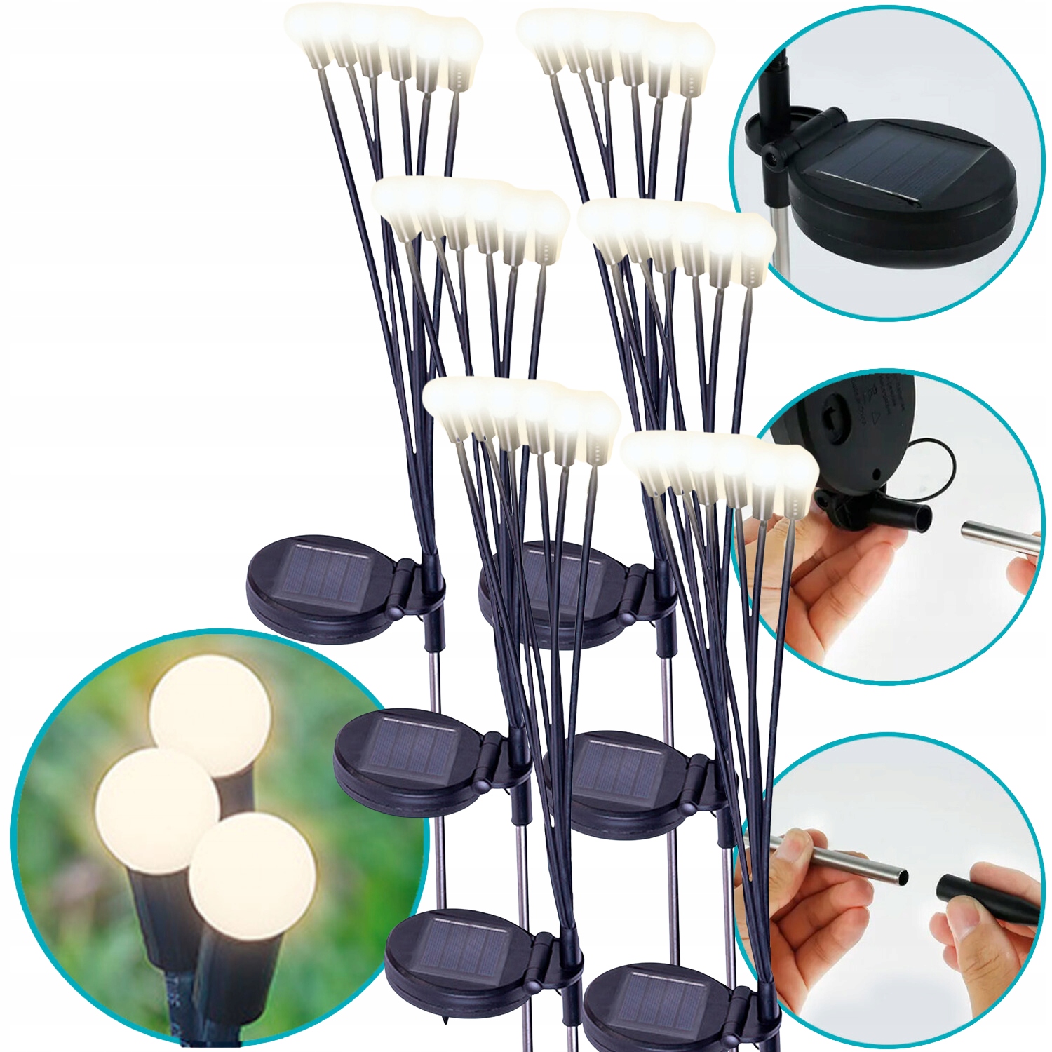 Zabudovateľná solárna lampa Forever Light, čierna, 73 cm, 1 ks.