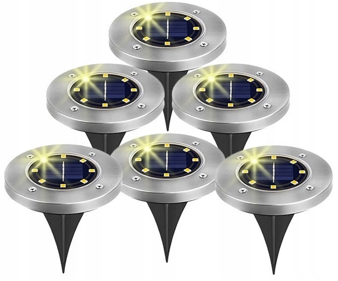 Solárne svietidlá - 6x Solárne lampy LED záhradné svetlo Disk Svetlo