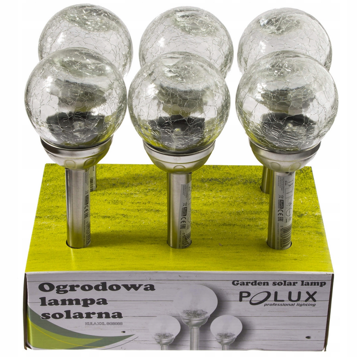 Solárne svietidlá - 6x solárna záhradná lampa LED XXL SKLO SKLO CW