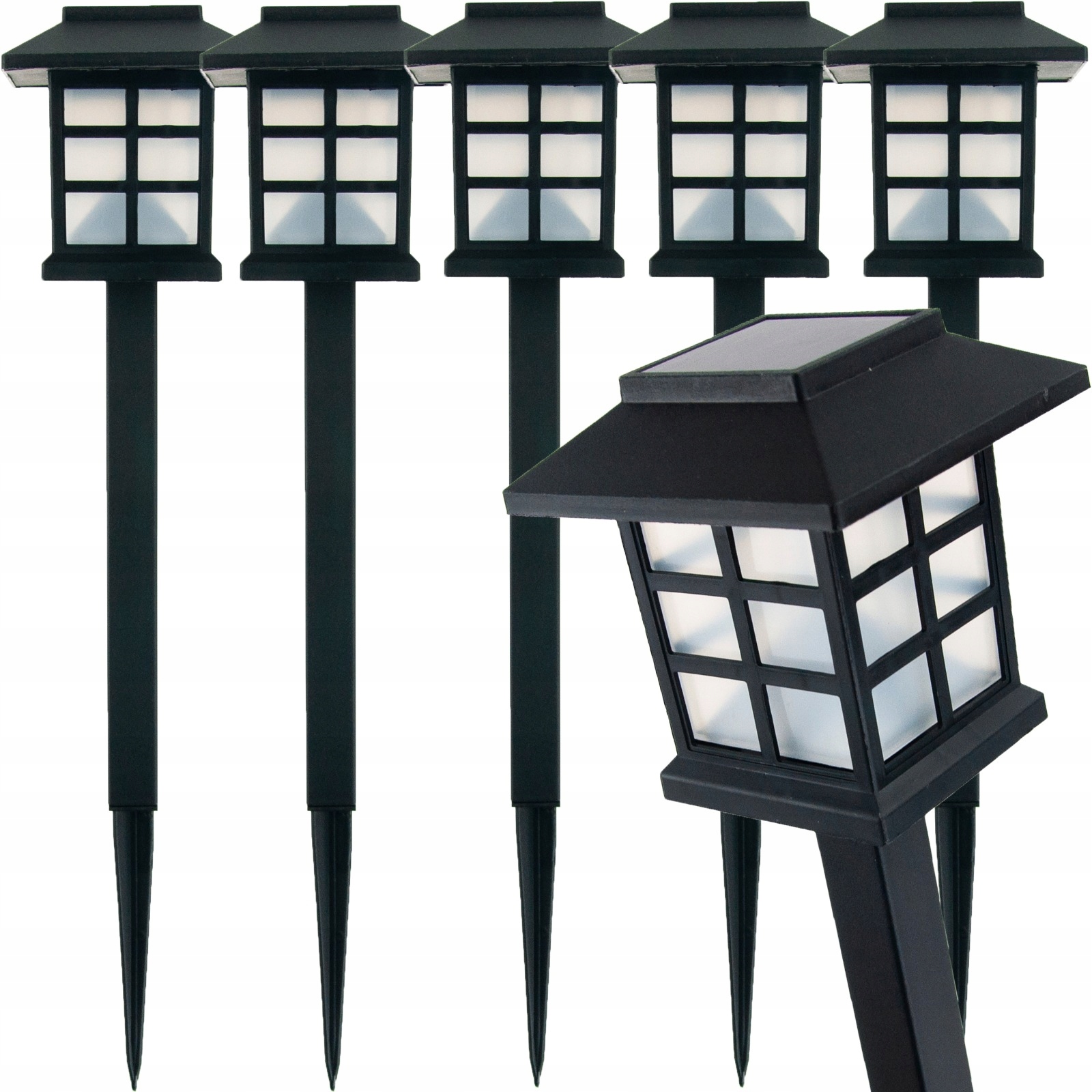 Solárna lampa Martom, čierna, 37 cm, 6 ks.
