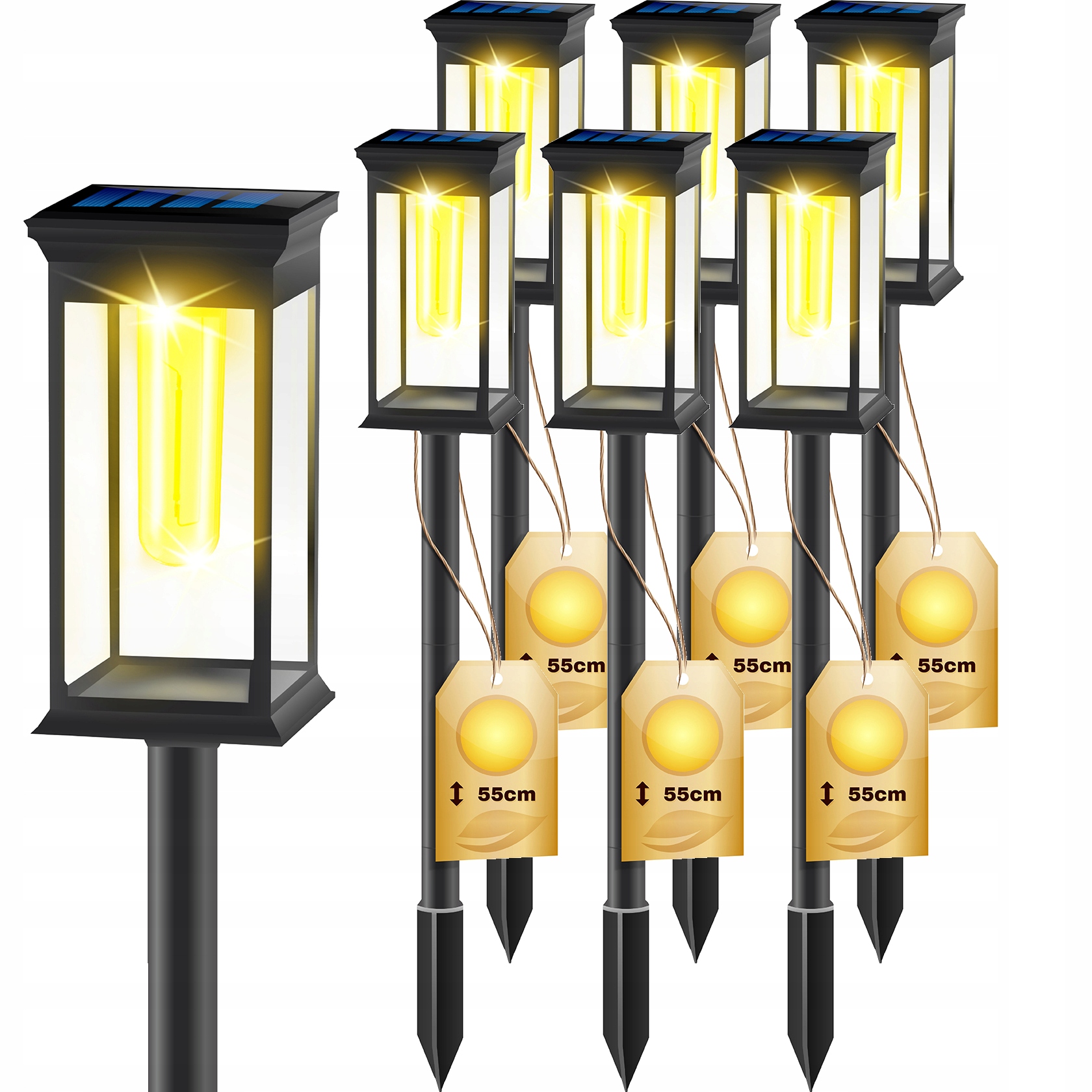 Zápustná solárna lampa NNLED čierna 55 cm 6 ks.