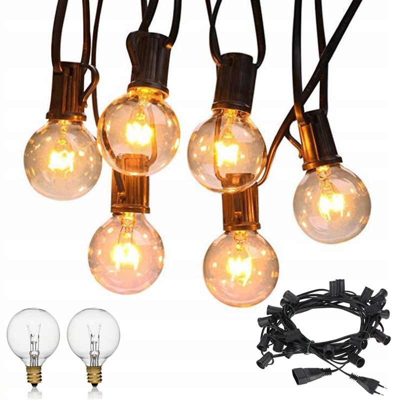 Vonkajšia dekoračná reťaz GIRLANDA - 7.6m Garden Garland Lamps + 25 G40