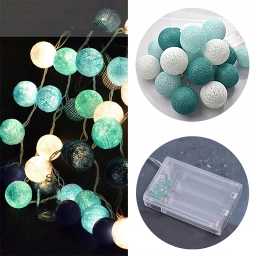 Vonkajšia dekoračná reťaz GIRLANDA - Bavlnené gule Kules Glowing LED 20 Balls lampa 3m