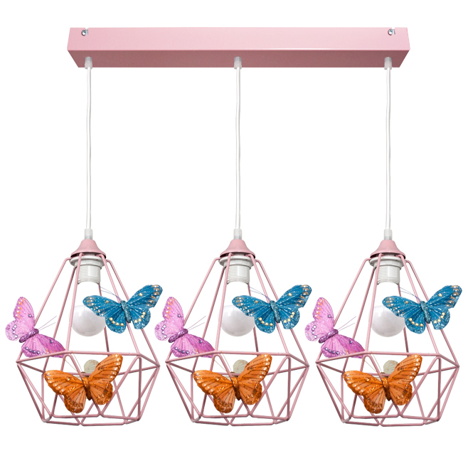 Lampa, svietidlo do detskej izby - Veľká závesná lampa Butterfly 3 ružová - môžete LED diódu