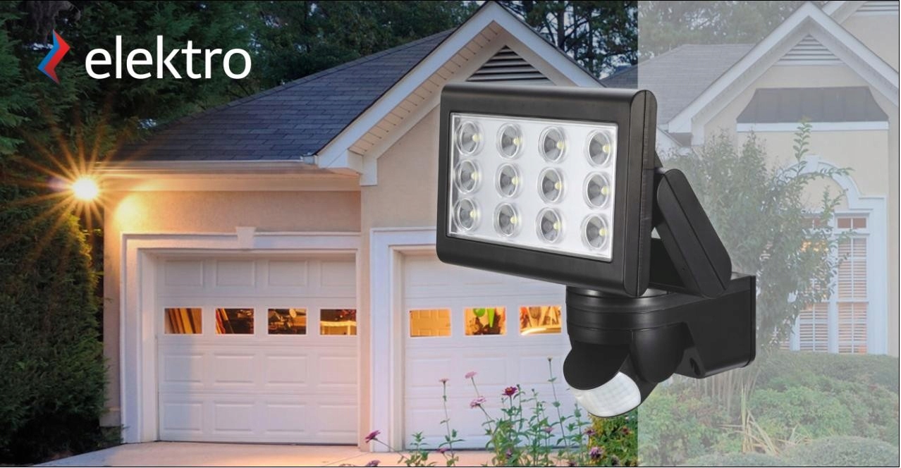 Vonkajšie fasádne svietidlo - FL010NW LED rozlíšenie PIR 25W s pohybom pohybu