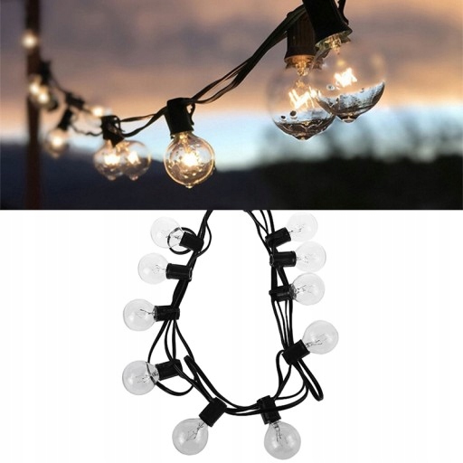 Vonkajšia dekoračná reťaz GIRLANDA - Záhradné svetlá G40 25 Led Garlands 7.6M 220V