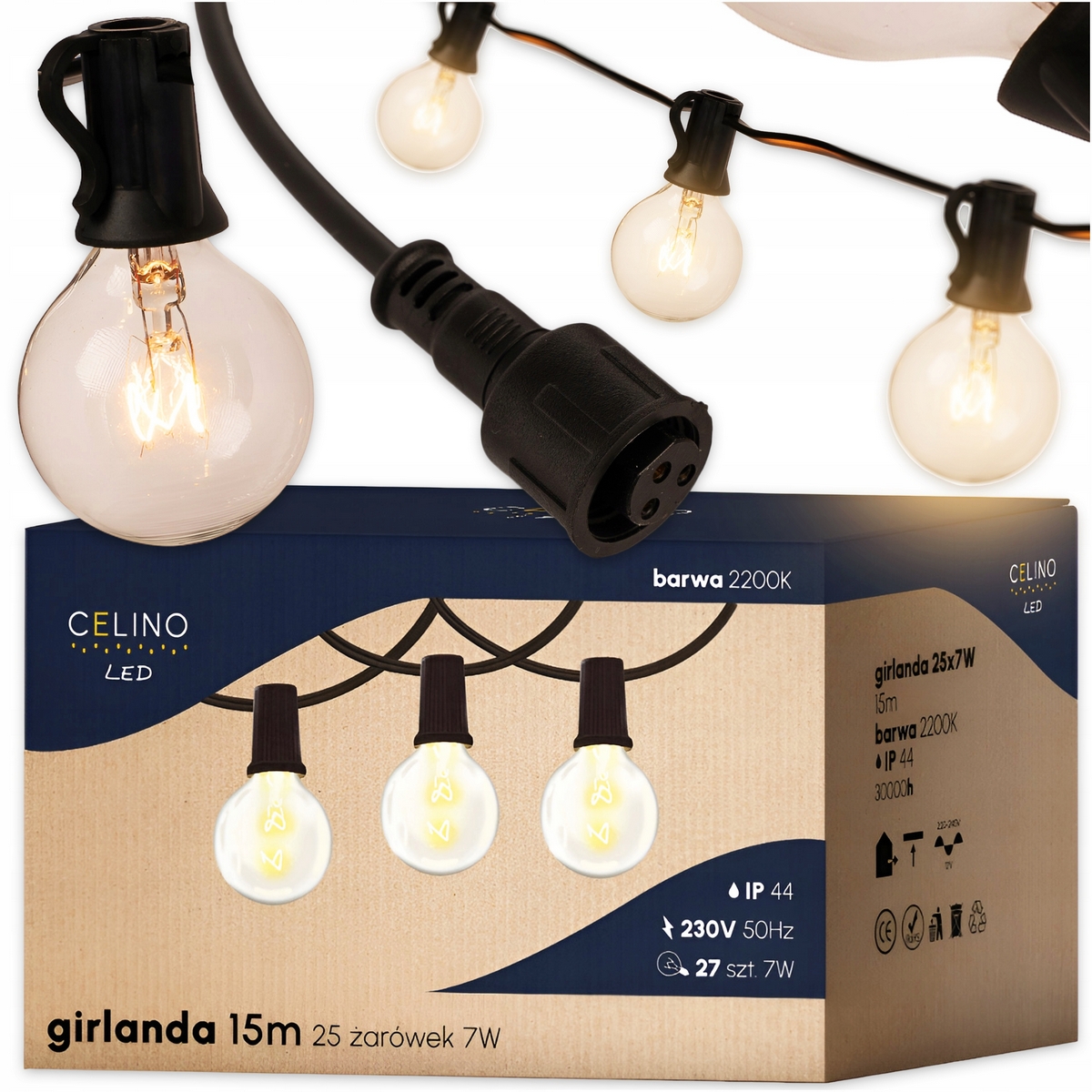 Celino 15 m G40 230V teplá biela girlanda