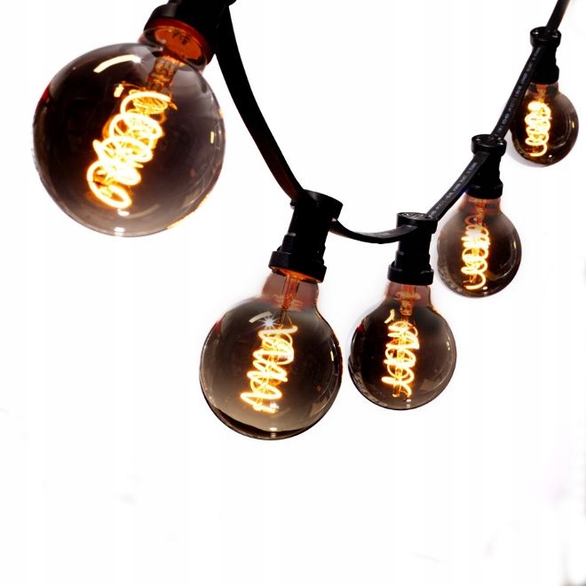 Vonkajšia dekoračná reťaz GIRLANDA - Garden Garland 10 MB +10 LED BLACK VINTAGE G125