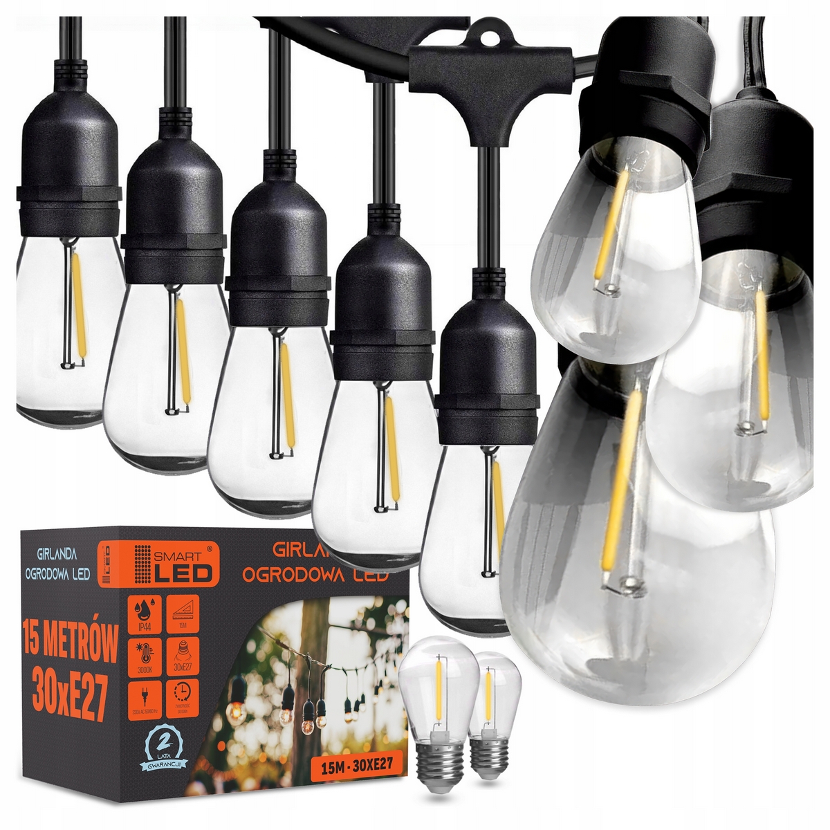 Smartled svetelná girlanda 1500 cm, čierna