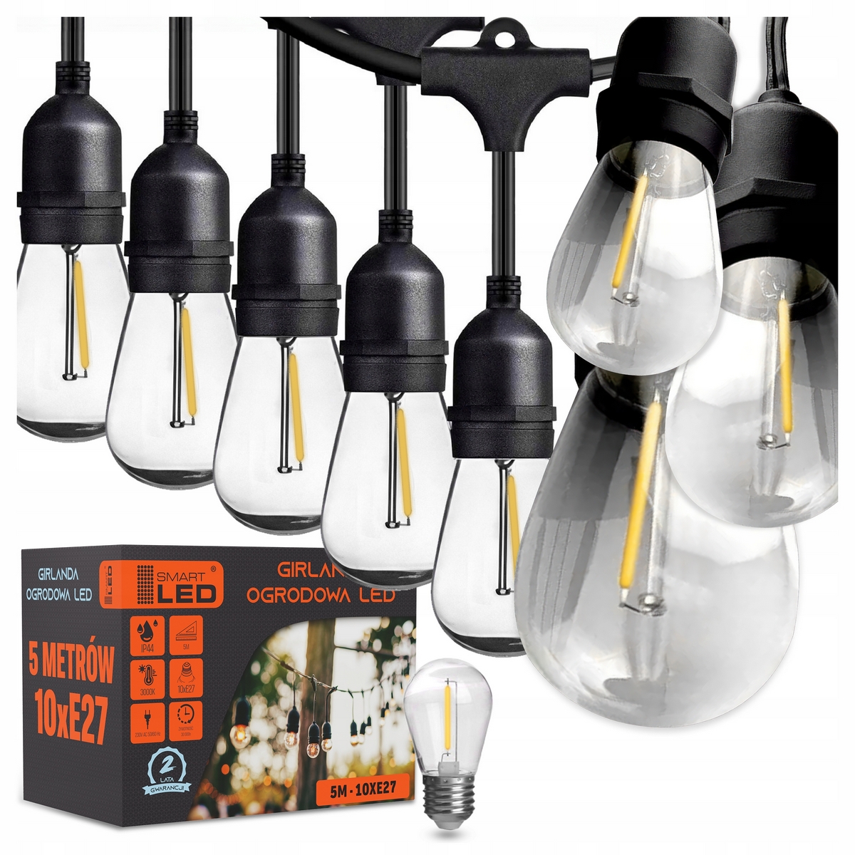 Smartled svetelná girlanda 500 cm, čierna