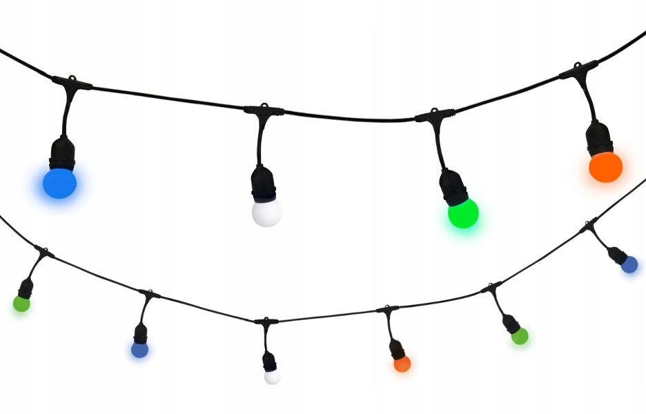 Vonkajšia dekoračná reťaz GIRLANDA - Garden Garland 5.6m + 10xE27 LED farebné gule