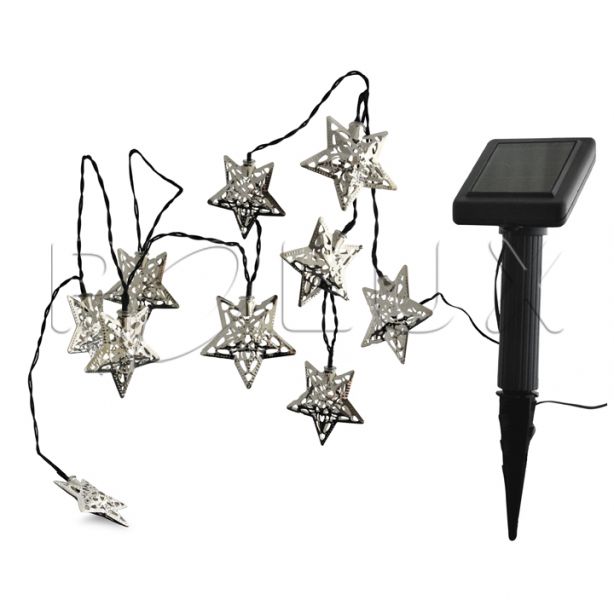 Vysiace svetlá, lampy - Garden Garland Solárna lampa 10 LED Hviezdičky