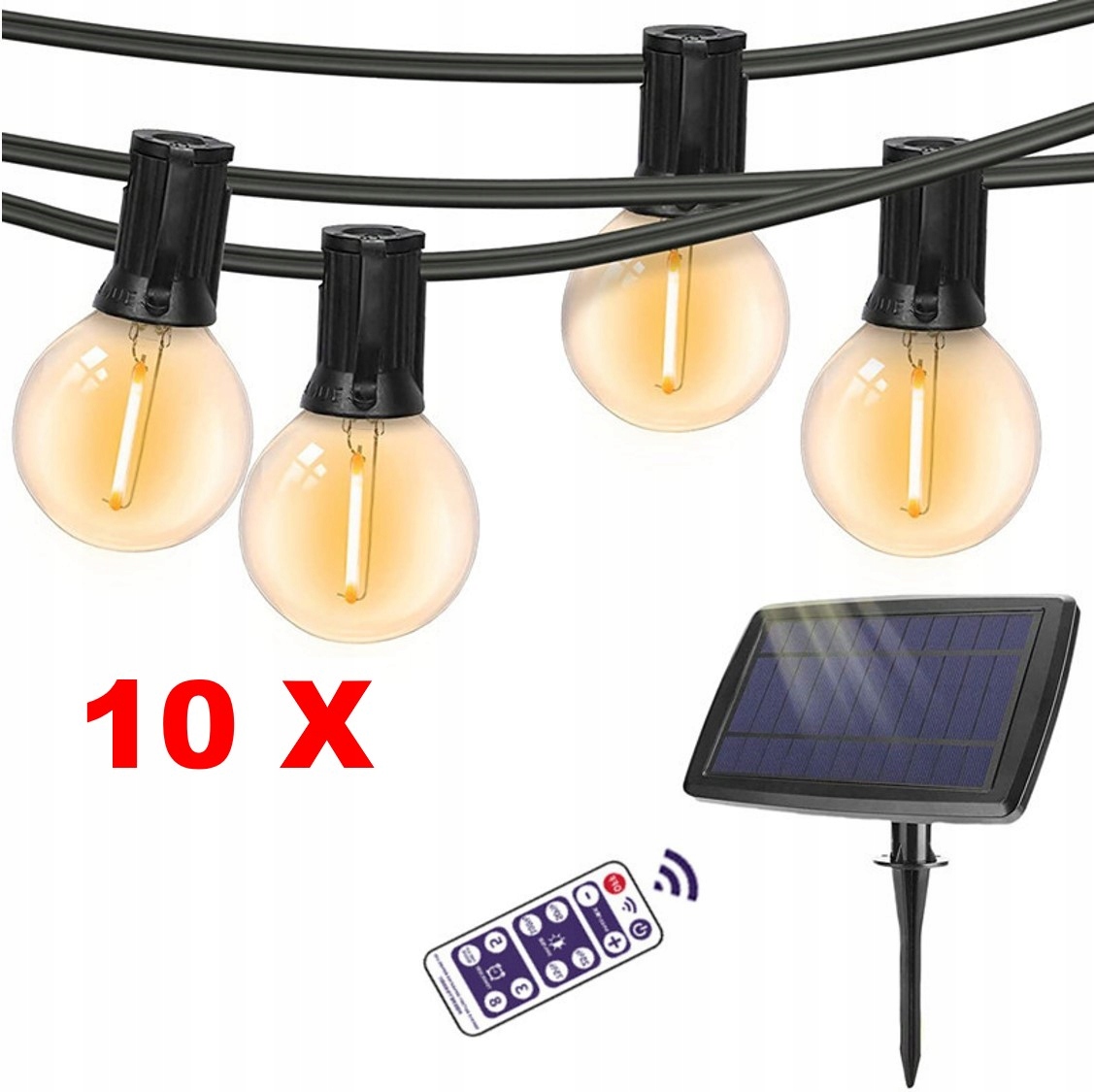 Záhradné lampy solárnej garlandy 10 ks z diaľkového ovládania