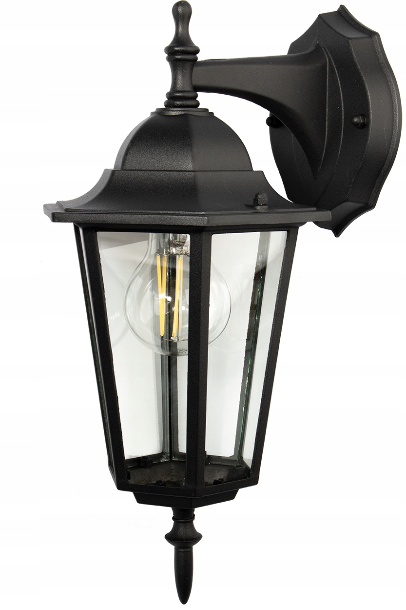 Vonkajšie fasádne svietidlo - Nástenná lampa LED E27 Čierna fasáda
