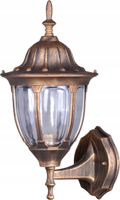 Vonkajšie fasádne svietidlo - Vonkajšia nástenná lampa Vasco Black / Gold 1x60W