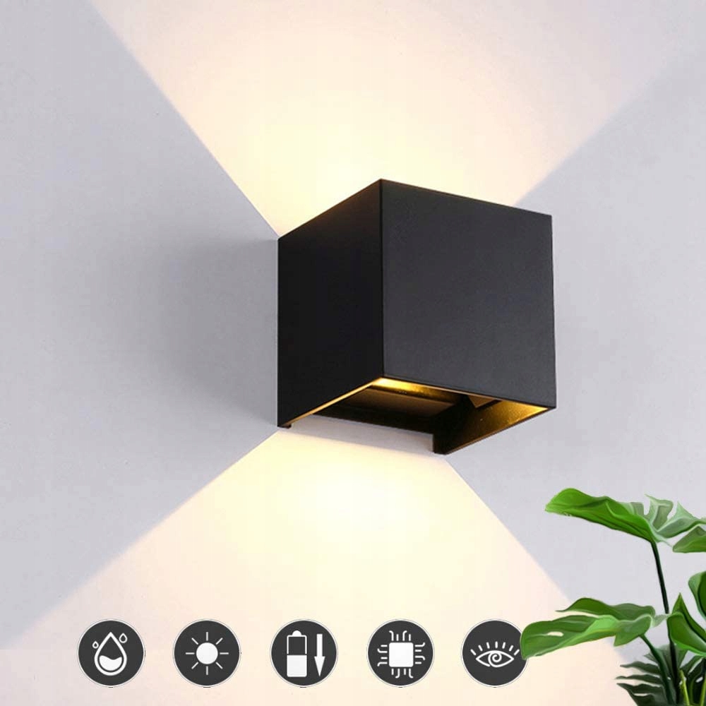 Vonkajšie fasádne svietidlo - Nástenná lampa LED, vodotesná SCONCE, čierna