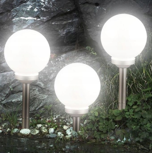 Solárne svietidlá - Solar Ball 19cm Studená biela LED svietidlo 2 ks