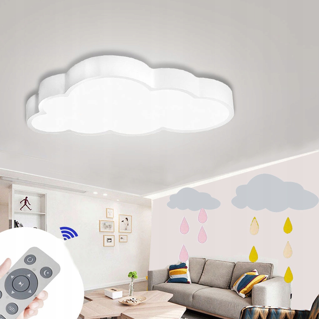 Stropné svietidlo, lampa - LED detské lampy Cloud + pilotná spálňa 64W