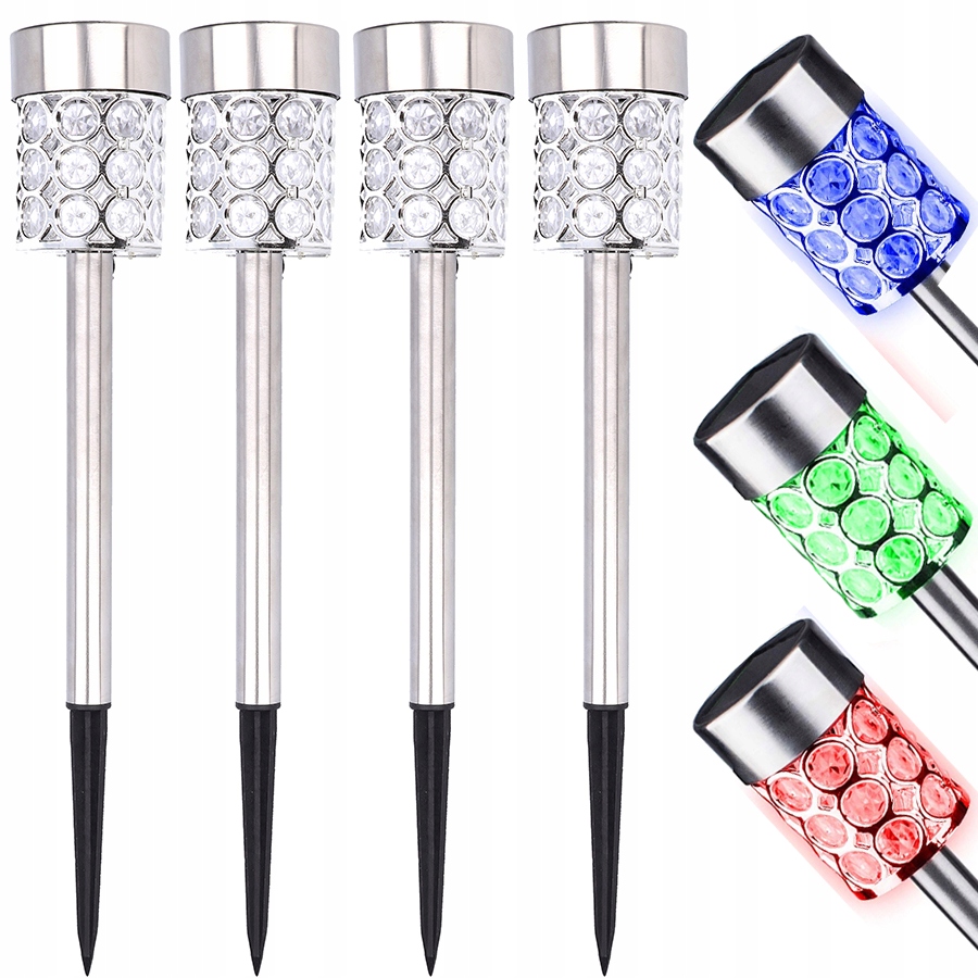 Solárne svietidlá - LED Solárna záhradná lampa biela a multikolor 4ks