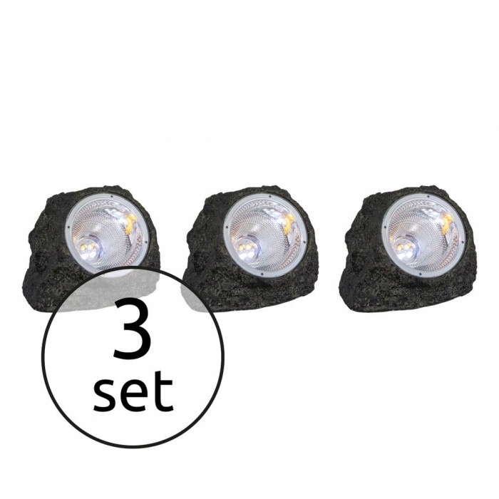 Solárne svietidlá - Solárna lampa 3x LED ľahký kameň