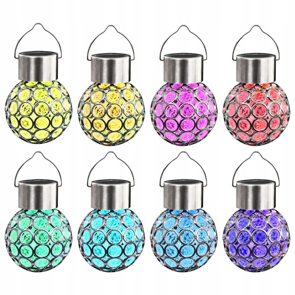 Solárne svietidlá - ZÁVESNÁ SOLÁRNA ZÁHRADNÁ LAMPA RGB LED SADA 8x