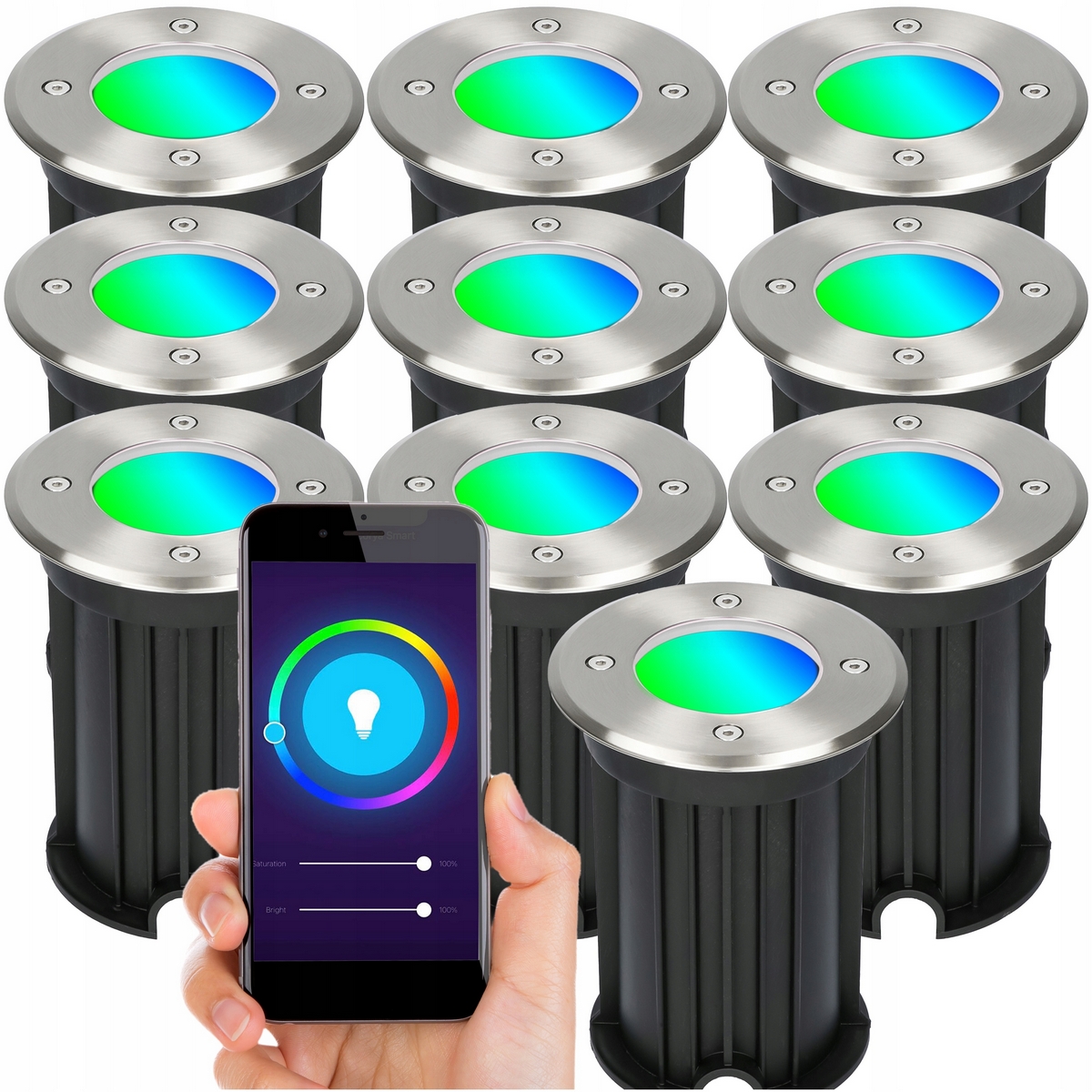 Nájazdové svietidlá - SVETELNÉ SVIETIDLO OČNÉ RGB WIFI VONKAJŠIE OSVETLENIE
