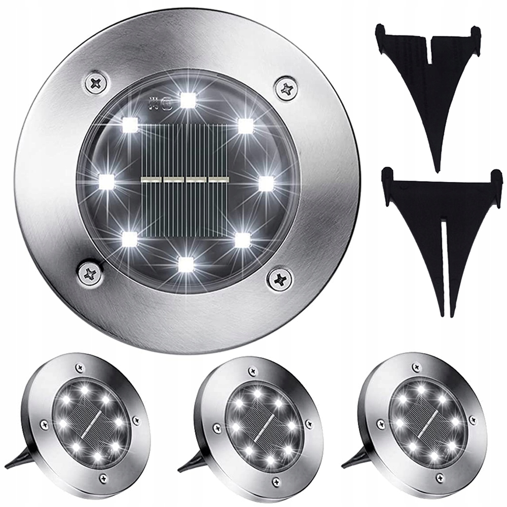 Zásuvné solárne svietidlo SOLAR GARDEN LAMP, GROUND, strieborné, 12,6 cm, 4 ks.