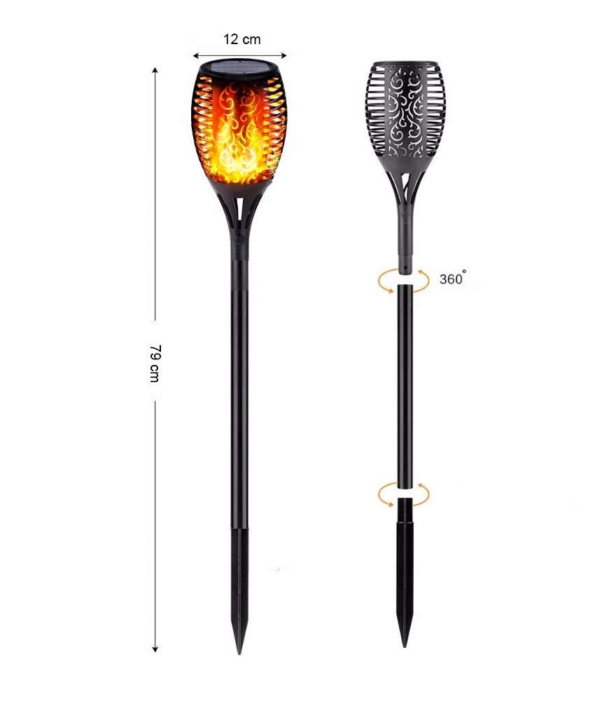 Solárne svietidlá - Solárna lampa LED záhradná horáka Flame 79cm