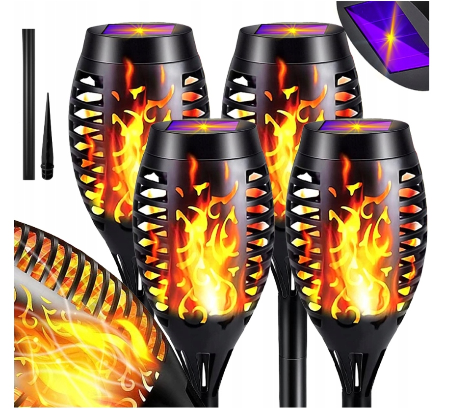 Zabudovaná solárna lampa Interlook, čierna, 51 cm, 4 ks.