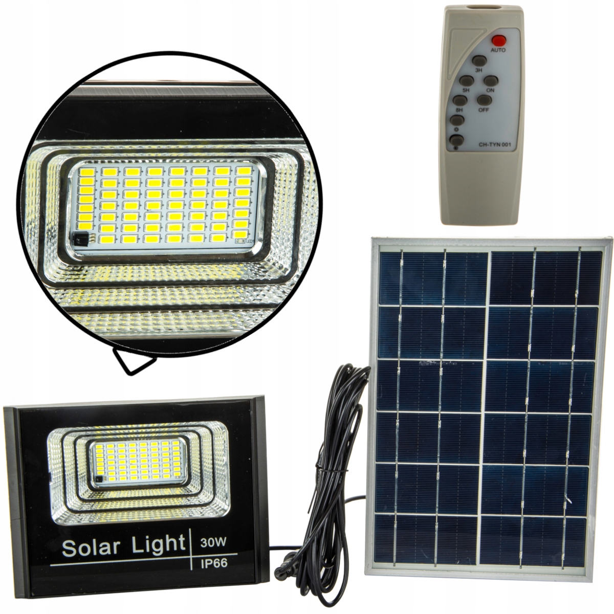 Pouličná LED lampa - Ulica Solárna lampa s diaľkovým ovládaním 56 LED 30W
