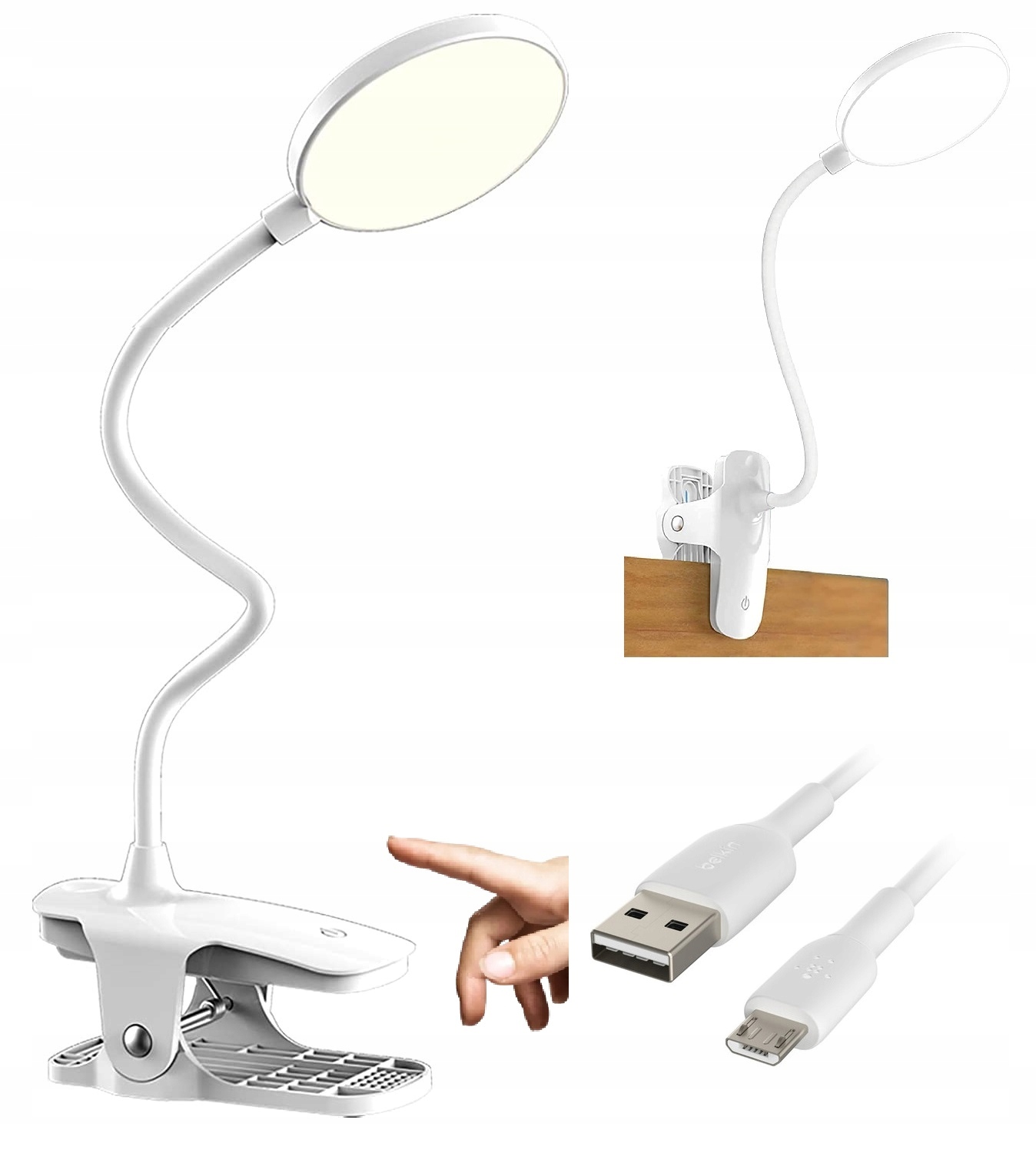 LED STOLNÁ LAMPA NA ČÍTANIE ŠKOLA USB KLIP