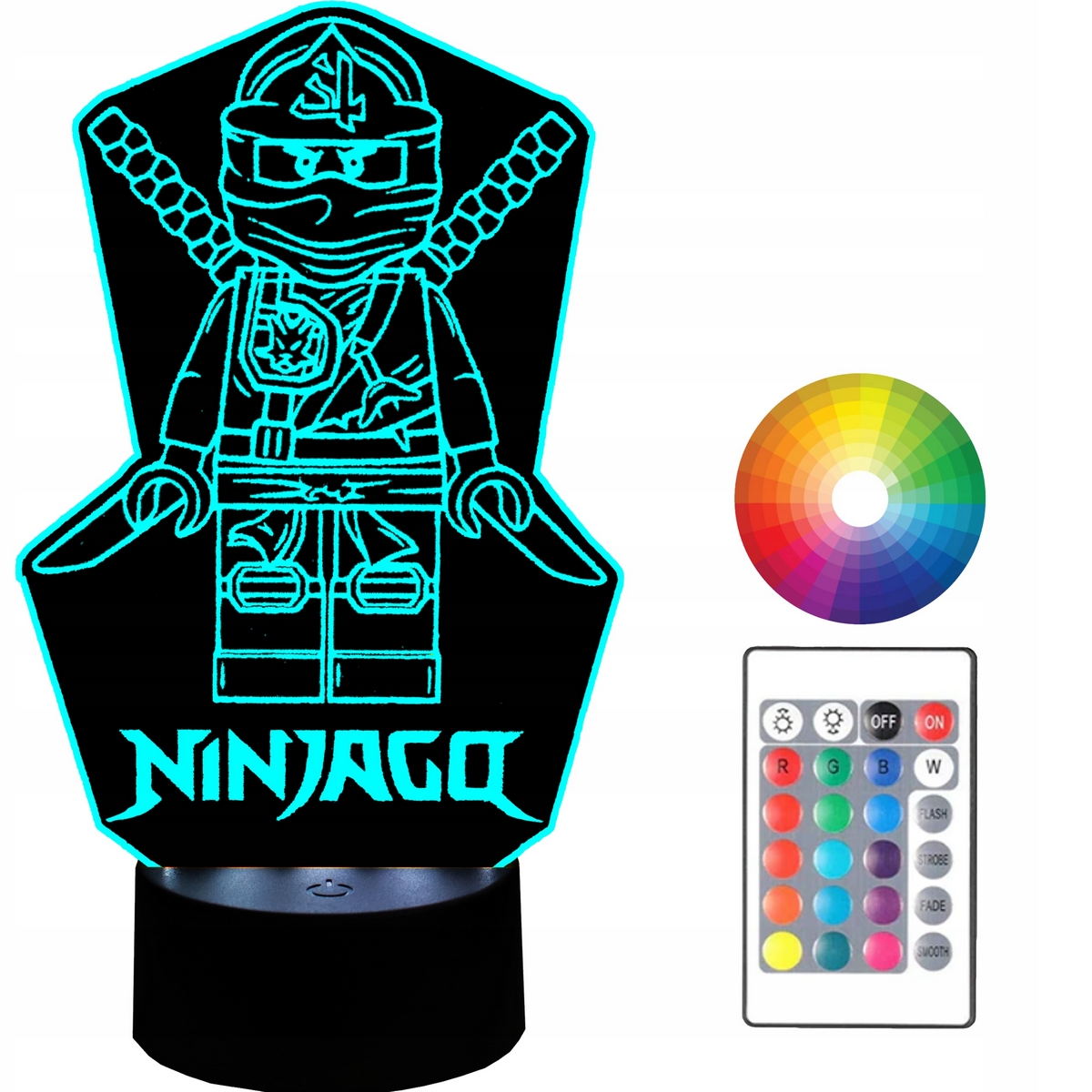 Nočná lampa do detskej izby - LED nočná lampa LEGO NINJAGO 3D darčekový názov