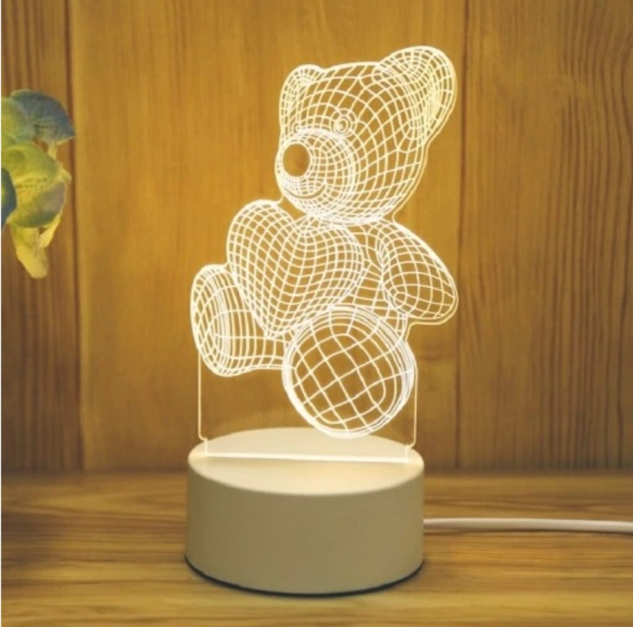 Stolná lampa do detskej izby - NOČNÁ LAMPA 3D PROJEKTOR BEAR SRDCE VALENTÍNSKA